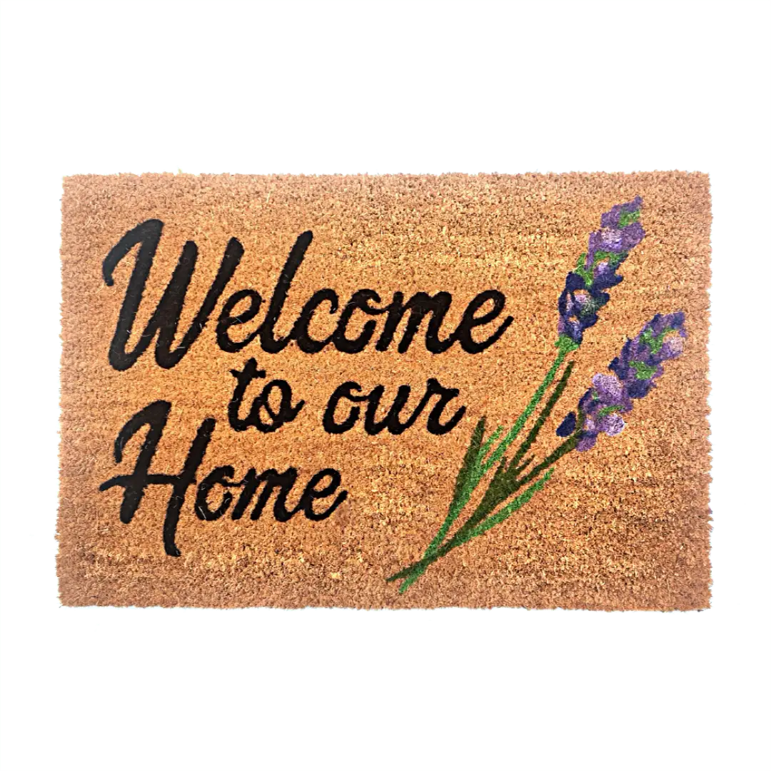 Woven Bliss – Lavender Welcome Printed Coir Doormat