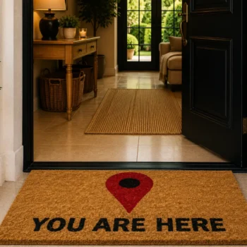 Woven Bliss – You Are Here Printed Coir Doormat