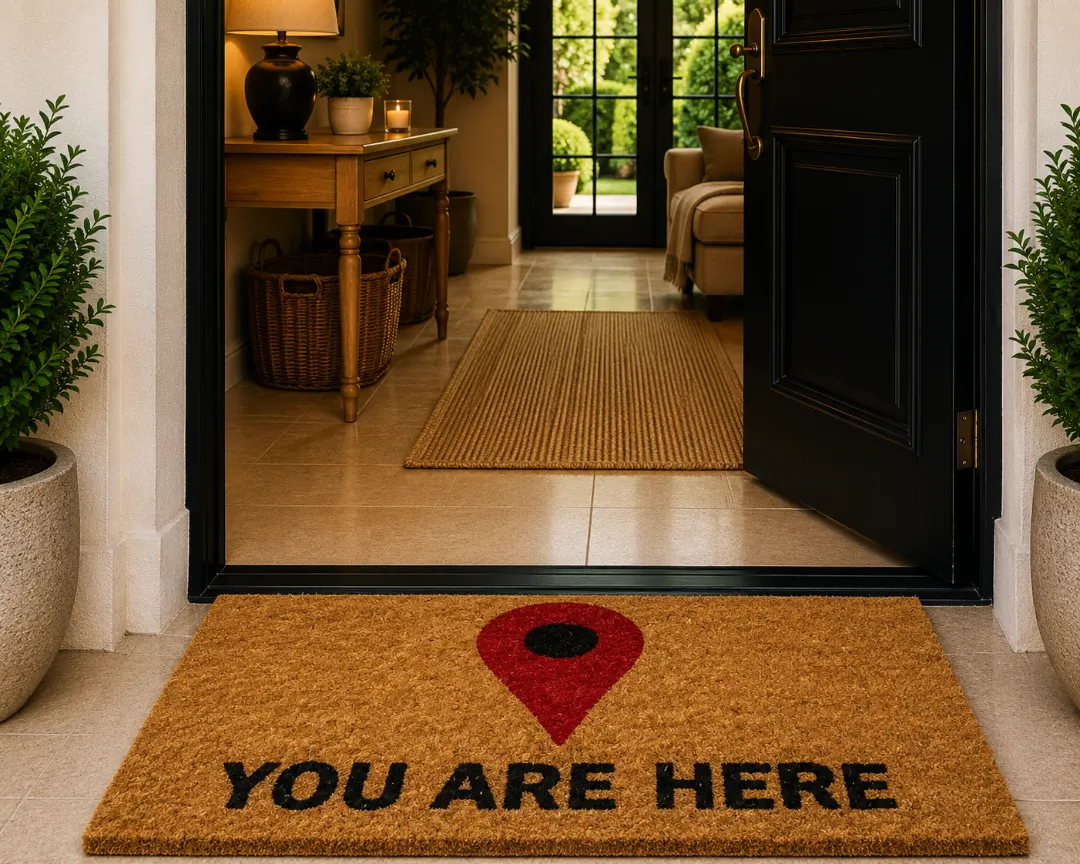 Woven Bliss – You Are Here Printed Coir Doormat